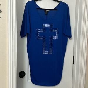 Delirious blue oversized T-shirt bling cross dress size M